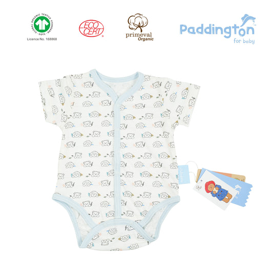 柏靈頓熊印花有機印花短袖中扣夾衣