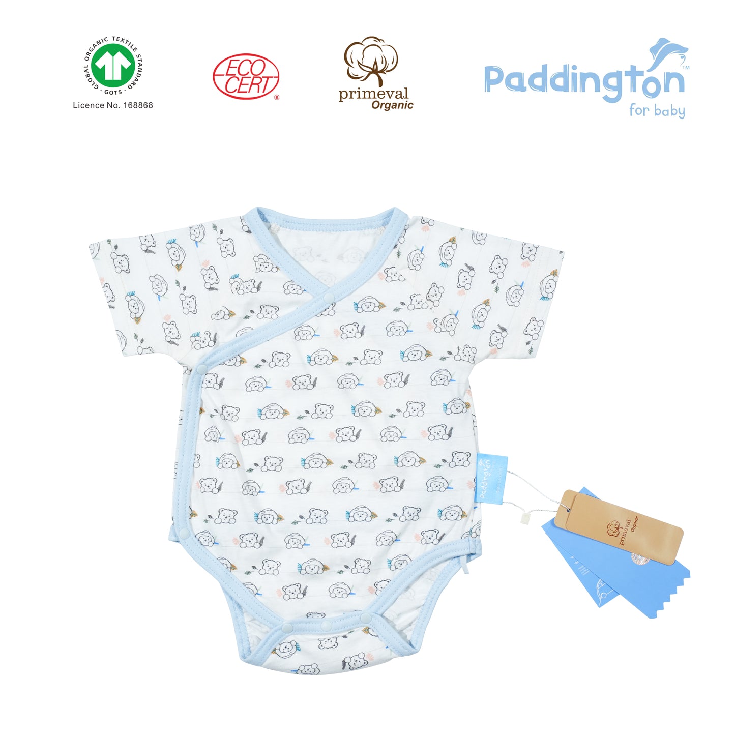 Paddington Bear GOTS Certified Organic Short Sleeve Side Button Shirt
