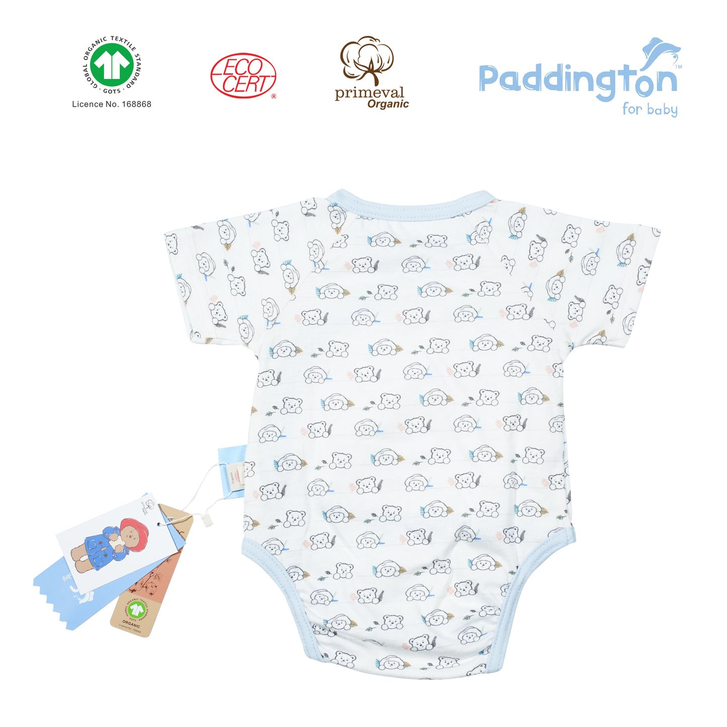 Paddington Bear GOTS Certified Organic Short Sleeve Side Button Shirt