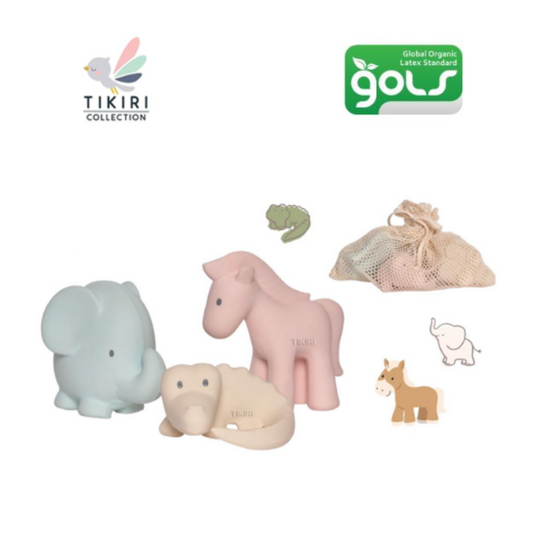 Natural Rubber Pink Horse | Natural Rubber Blue Elephant | Natural Rubber Cream Crocodlle