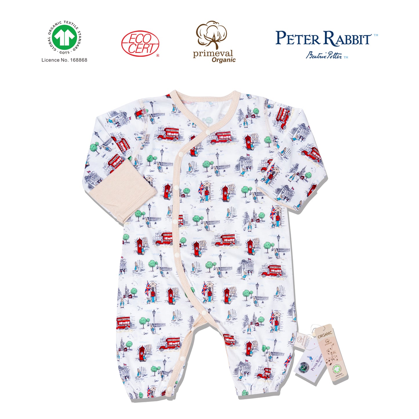 GOTS Certified Organic 2 in 1 Onesie (kimono/onesie)/Peter Rabbit