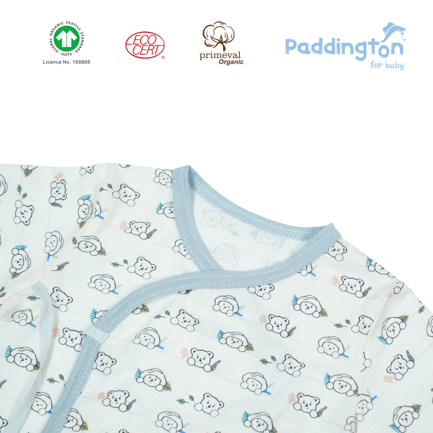 柏靈頓熊印花有機嬰兒和尚袍