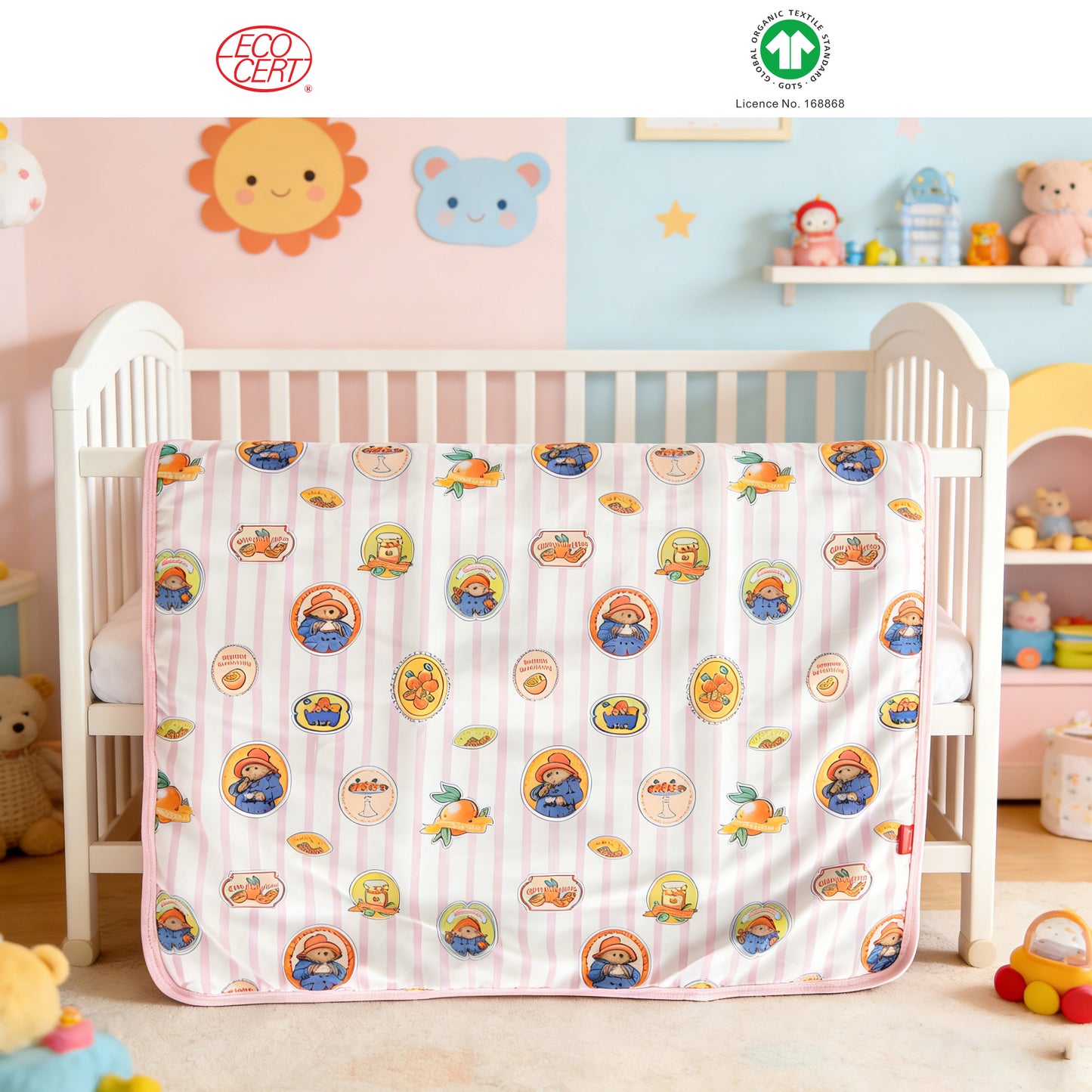 GOTS Certified Paddington Bear Baby Blanket