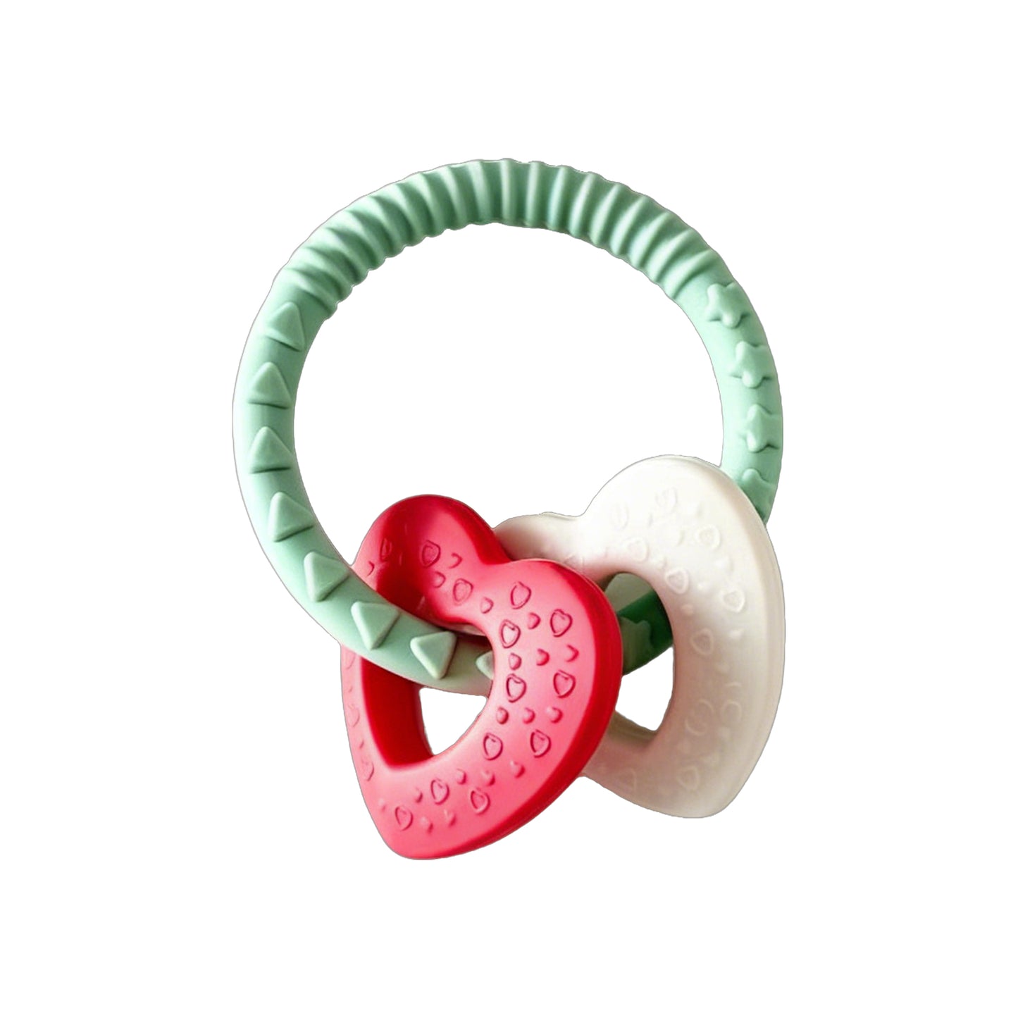 Silicone Teether Purple with two hearts