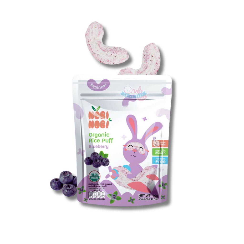 NOBI NOBI ORGANIC RICE PUFFS – BLUEBERRY – Primeval Organic
