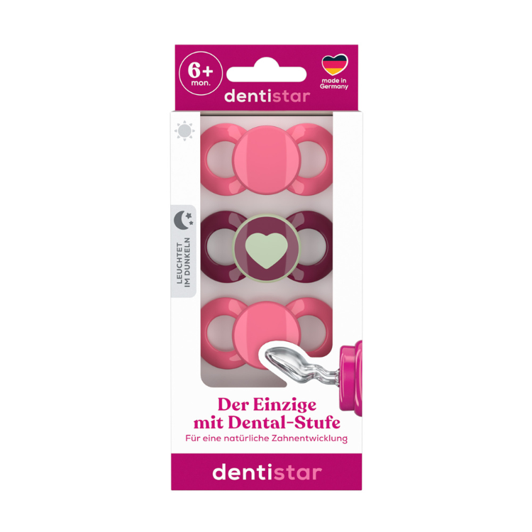 Dentistar 日夜嬰兒安撫奶嘴尺寸 1 件組 3 件（6-14 個月）