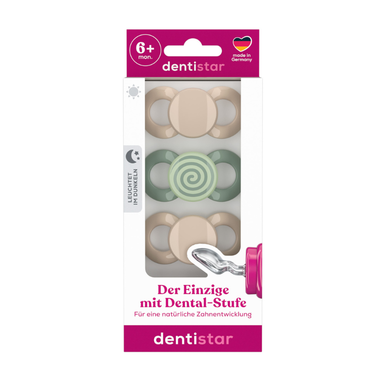 Dentistar 日夜嬰兒安撫奶嘴尺寸 1 件組 3 件（6-14 個月）