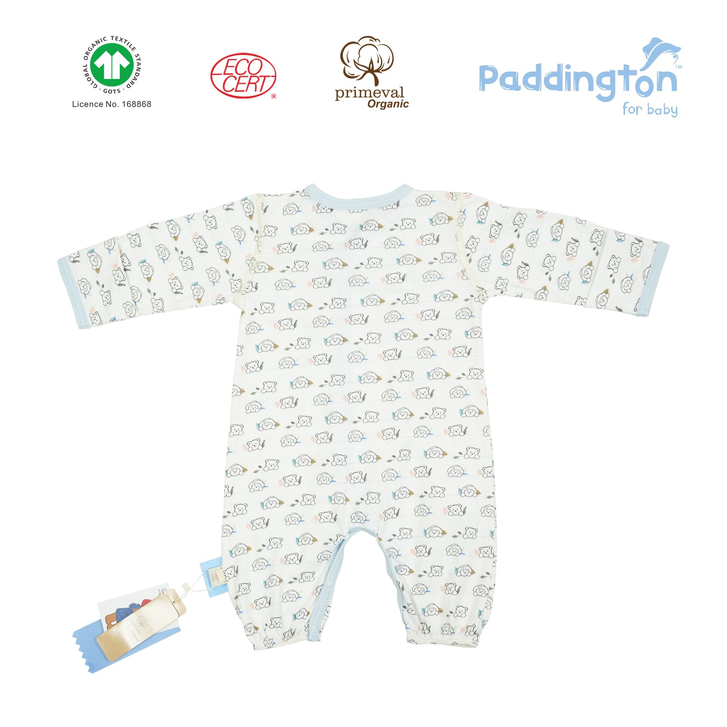 Paddington Bear Organic Pattern Bodysuit