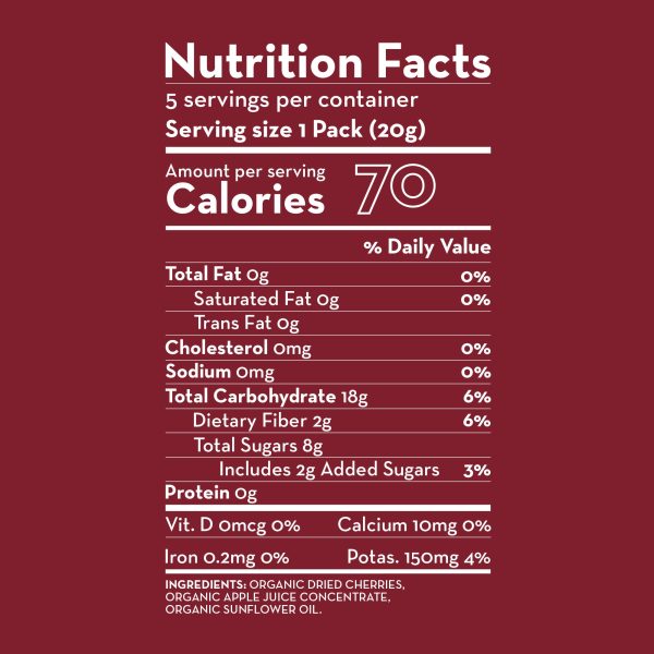 Sunny Fruit Organic Dried Tart Cherries – 100g (5x20g)