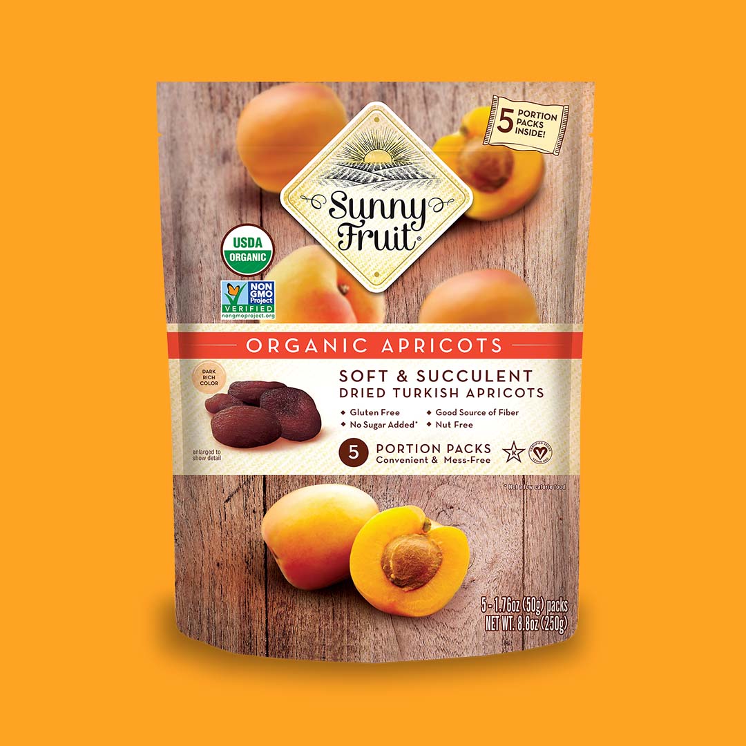 Sunny Fruit Organic Dried Apricots – 250g (5x50g)