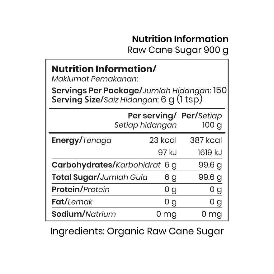 Organic Raw Cane Sugar (900g)