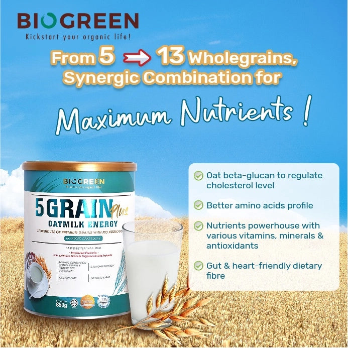 Biogreen 5 Grain Plus Oatmilk Energy (850g)