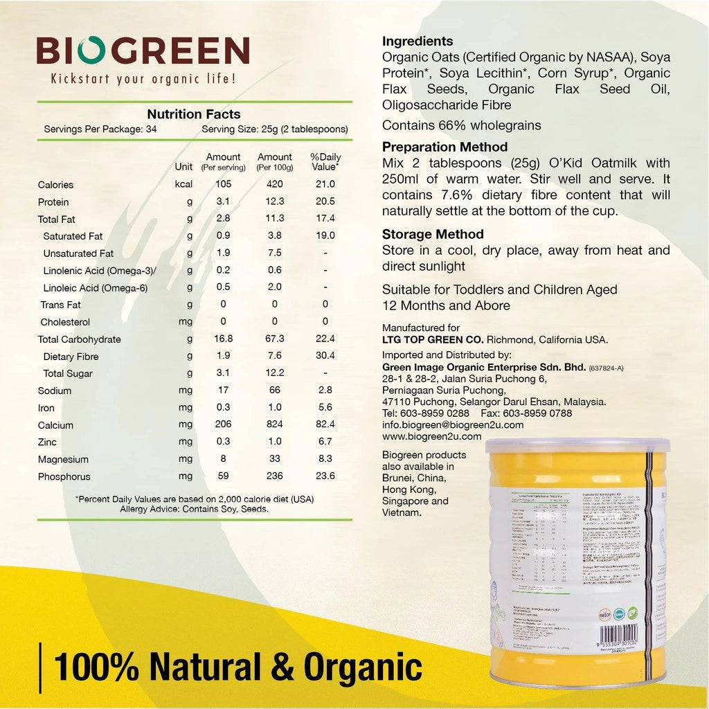 Biogreen O'Kid Oatmilk O'Kid Halal (850g)