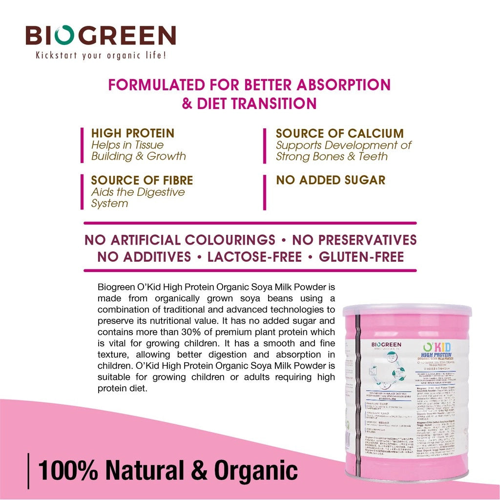 Biogreen O'Kid High Protein Organic Soya Milk Powder (700g)