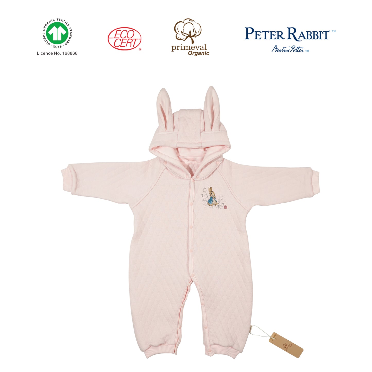 Peter Rabbit organic pink Bunny ears romper