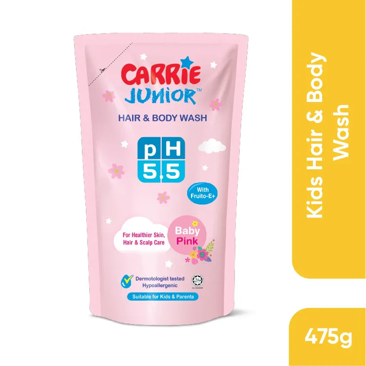 Carrie Junior Hair & Body Wash-Ph5.5 Baby Pink Refill 475G