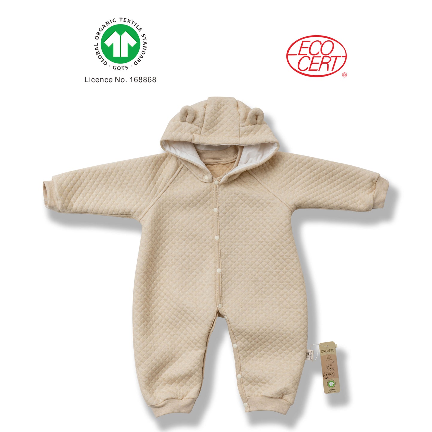 GOTS Certified Organic 2 in 1 Hooded Onesie (kimono/onesie)