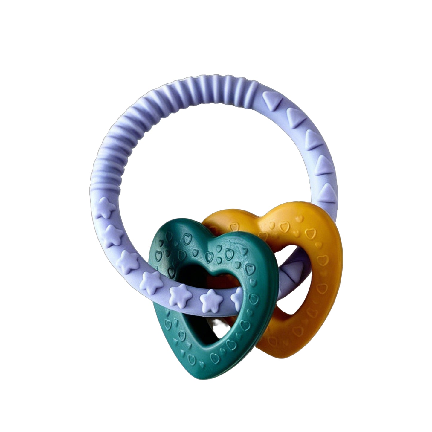 Silicone Teether Purple with two hearts