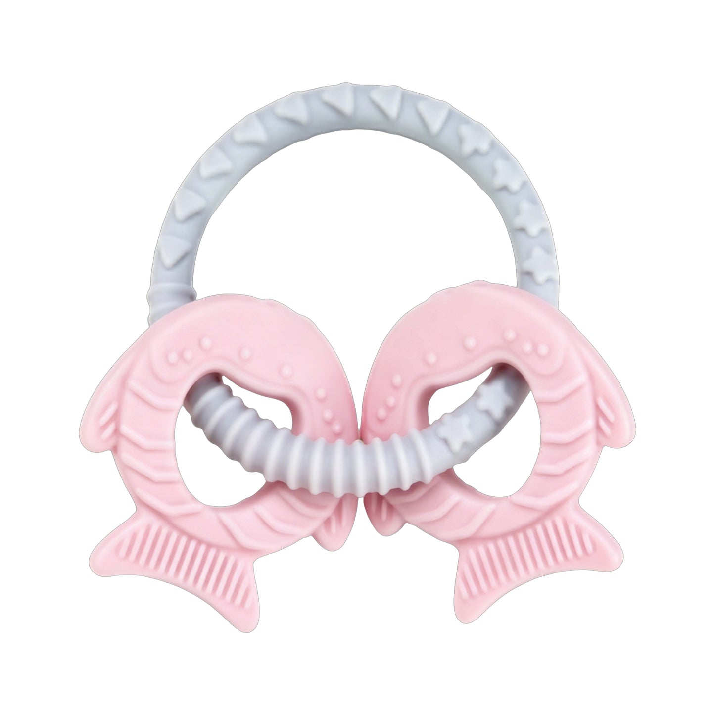 Silicone Teether grey with two fish