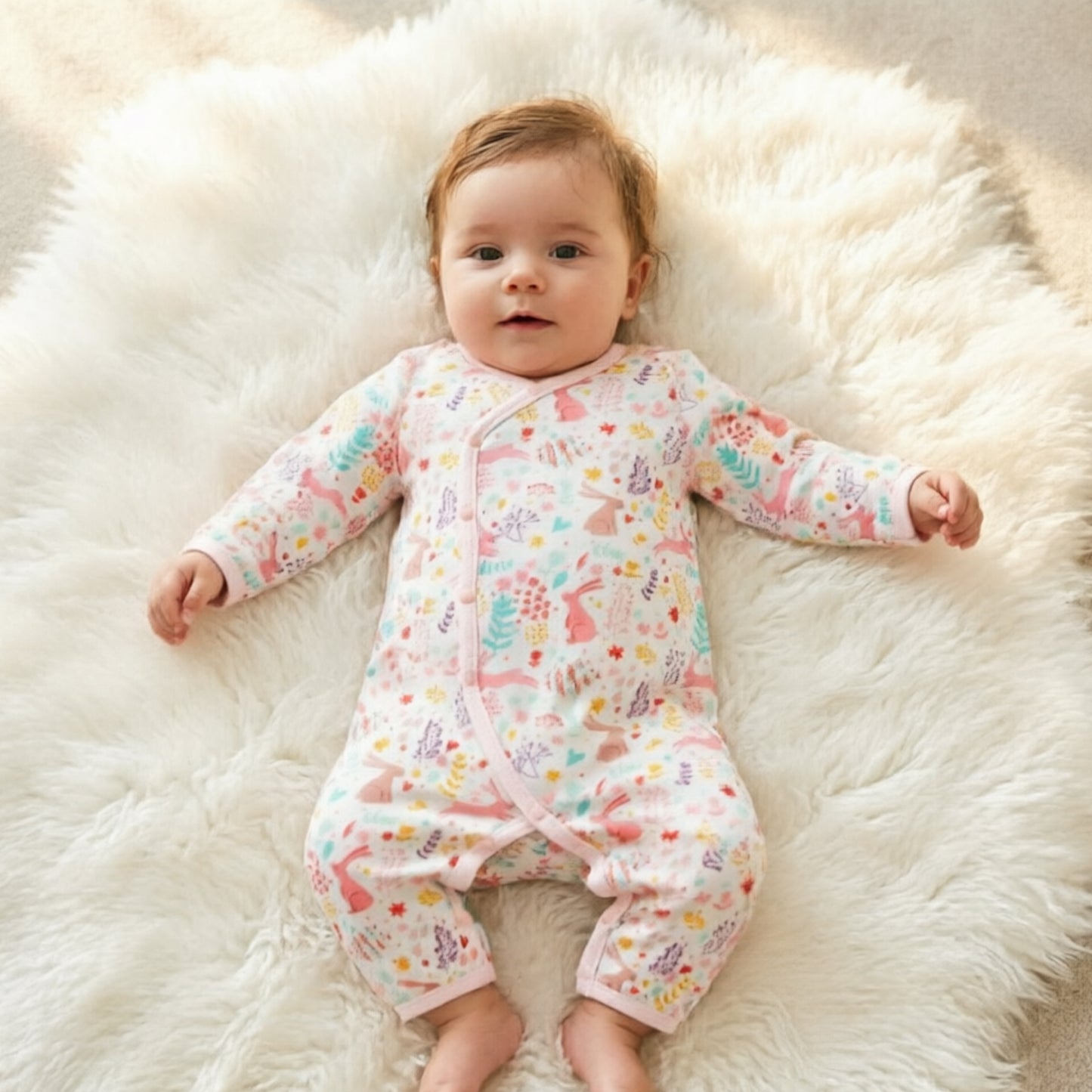 GOTS Certified Organic Rabbit Pattern Bodysuit